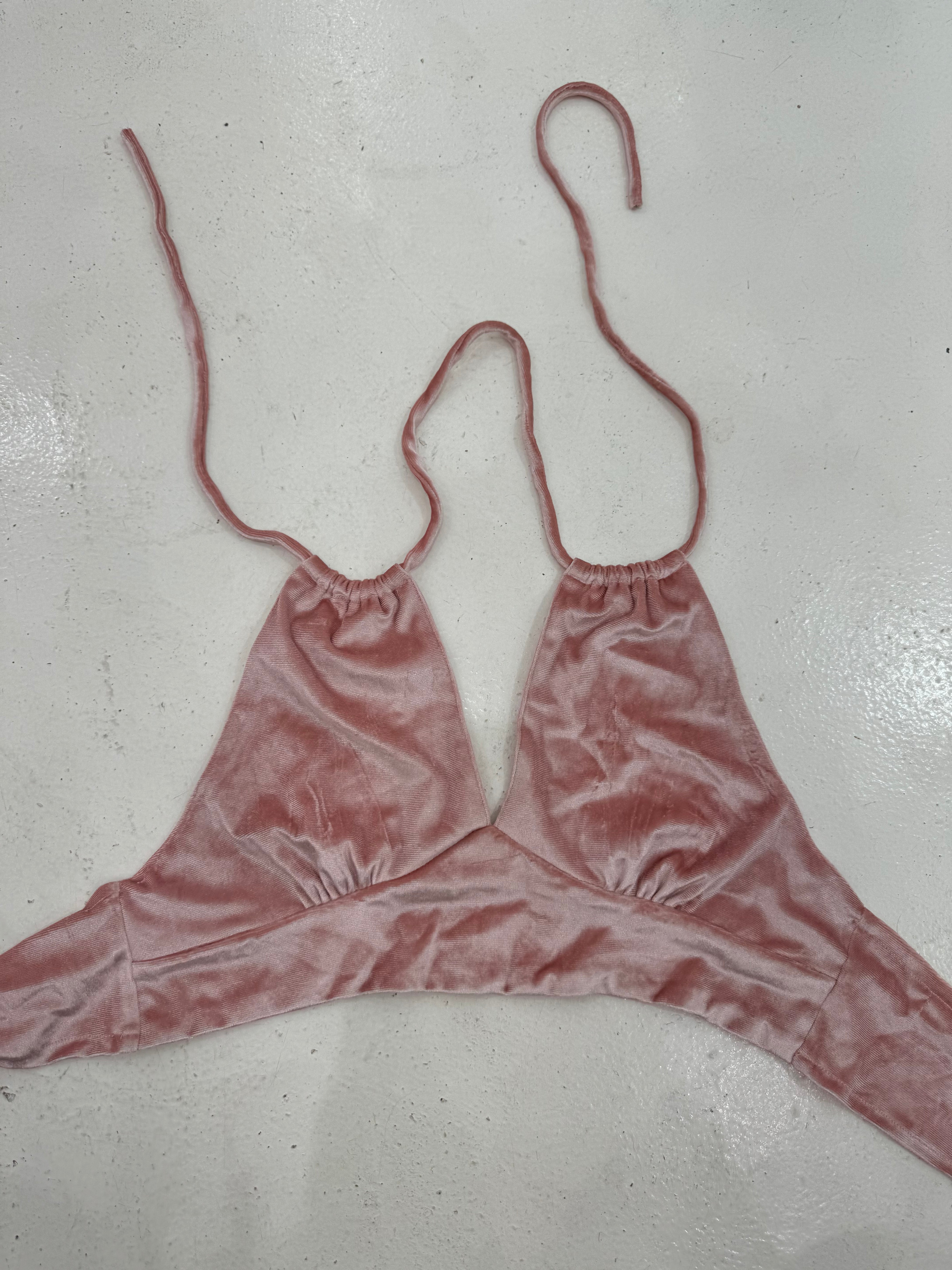 open back velvet top sample